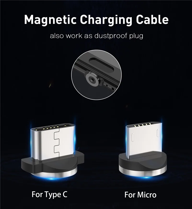 USLION Magnetic USB Cable Fast Charging USB Type C Cable Magnet Charger Data Charge Micro USB Cable Mobile Phone Cable USB Cord