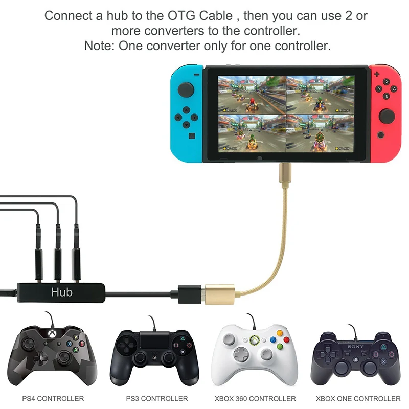 Конвертер DOITOP для адаптера контроллера для PS3/PS4/Xbox 360/Xbox One проводной геймпад для N-Switch OTG кабель