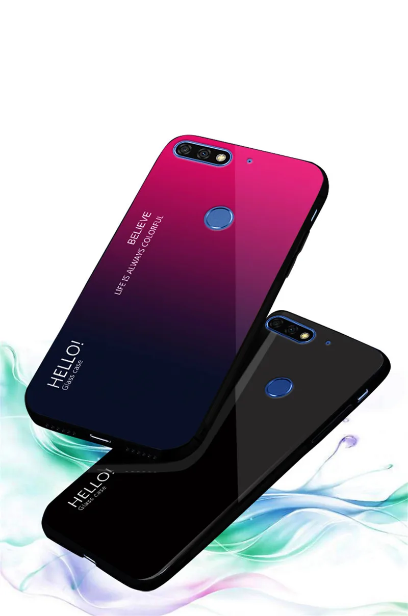 Чехол для Huawei Honor 7C AUM L41 задняя крышка из закаленного стекла с градиентом Aurora