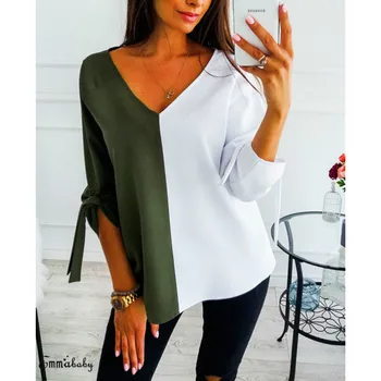 

V Neck Long Sleeves Mesh Patchwork Shirts Plus Size Casual Loose Mesh Women Blouse Pink Street Womens Tops Blouses