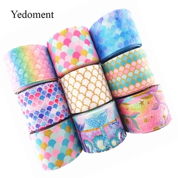 

18091911, 1" 25mm,1-1/2" 38mm,3" 75mm,10 yards fish scale printed grosgrain ribbons DIY hair bows handmade materials