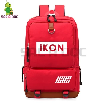 

Kpop IKON Backpack High School Students Book Bag Bobby YunHyeong Printing Canvas Travel Bag Boys Girls Fashion School Bag