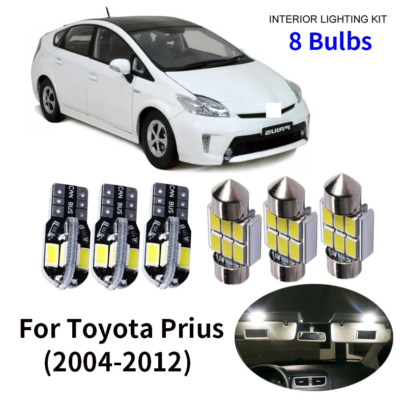 

8pcs Car Accessories White Interior LED Light Bulbs Package Kit For 2004-2012 Toyota Prius T10 31MM Map Dome Trunk Lamp