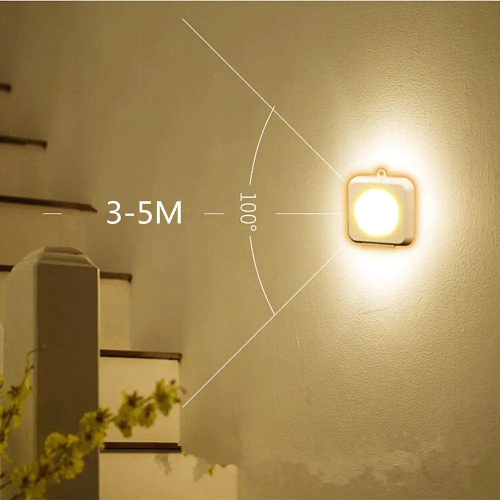 

SOLLED LED Square Intelligent PIR Motion Sensor Light 6 Led Wireless Night Light Auto On/Off for Cabinet Closet Wall Lighting