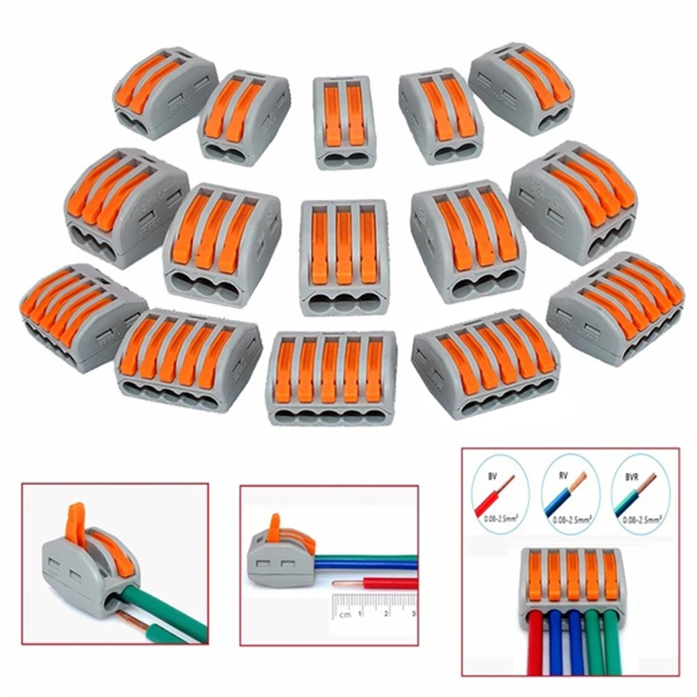 

60pcs Wire Connector terminals block plug-in waterproof electrical fast connector PCT-212 PCT-213 PCT-215 mini cable connector