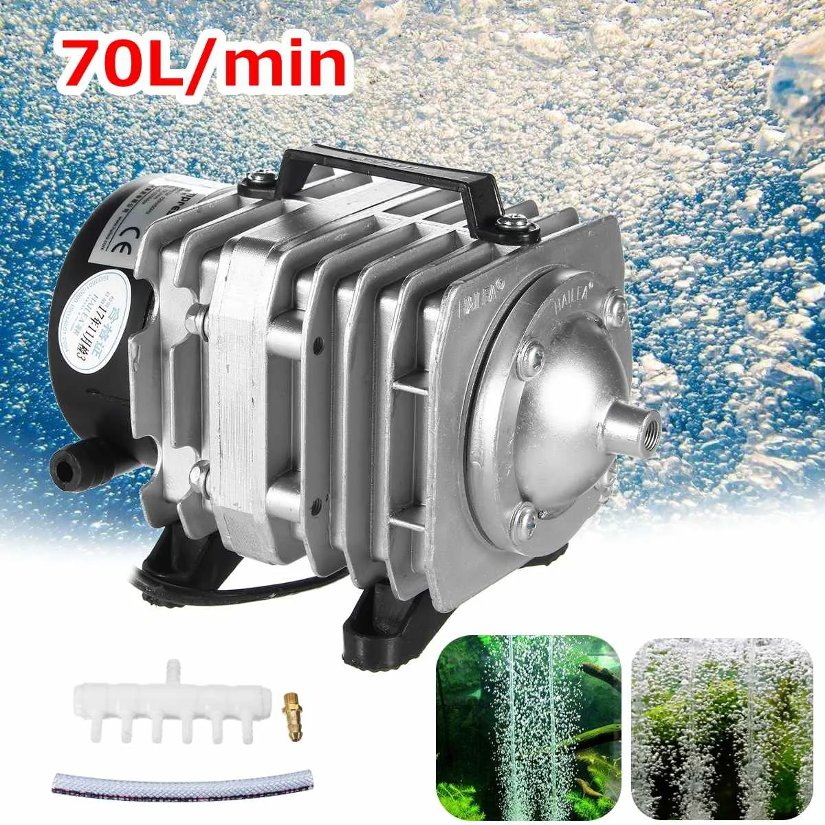 

45W 220V 70L/min Electromagnetic Air Compressor Pump Oxygen Aquarium Fish Pond Compressor Hydroponic Air Aerator Pump ACO-318