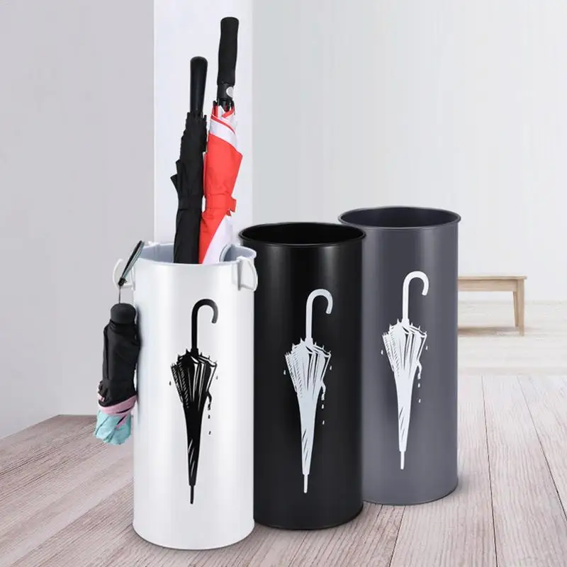 

Household Simple Iron Round Umbrella Stand Moisture Storage Bucket Umbrella Receiving Rack For Home Hallway Entryway Office
