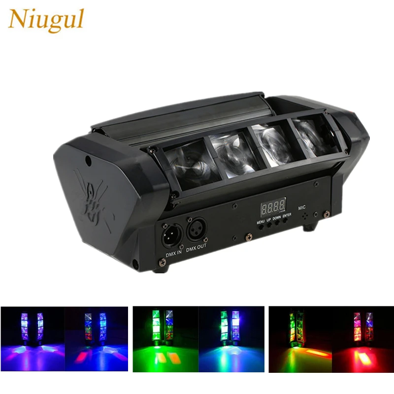 

Mini LED 8x10W LED Spider Light RGBW DMX512 Linear Beam Effect Stage Lighting DJ LED Spider Moving Head Beam Light For Disco KTV