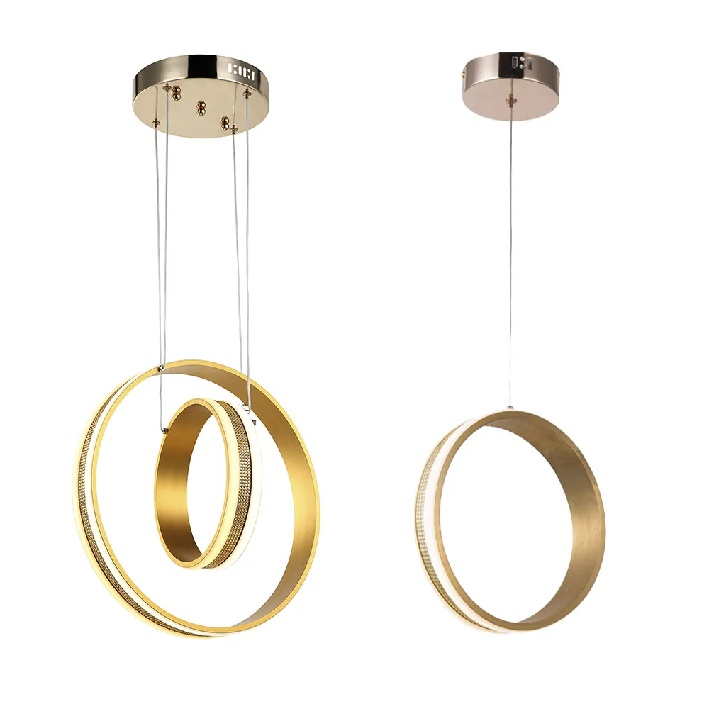 

Novelty led pendant lights for living room dining room Circle Rings LED Lighting ceiling Lamp fixtures Gold Color