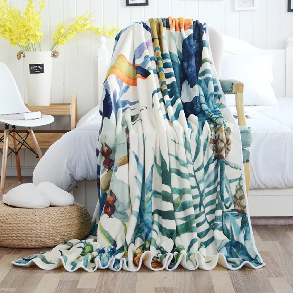 Чешское фланелевое одеяло с попугаем, покрывало, мандала, домашний текстиль, простые теплые Чехлы, растительный ковер, 3 размера