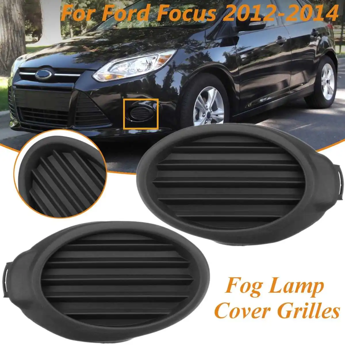 

For Ford for Focus 2012 2013 2014 Front Bumper Car Fog Light Cover Frame Grills Fog Driving Lamp Drl Headlights Styling