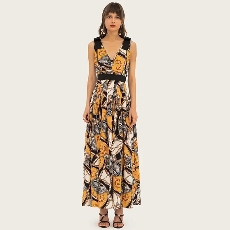 

Sexy Elegant Long Dress Women 2019 Boho Print Luxury Fashion Party Deep V Backless Evening High Waist Summer Beach Maxi Dresses