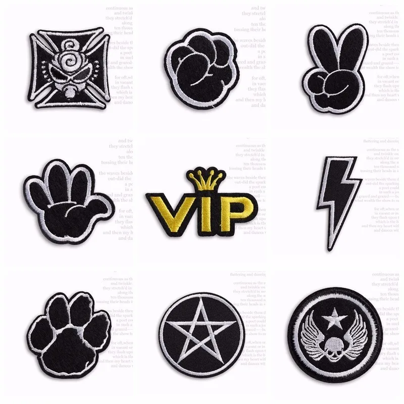 

Jeans Badges Punk Patch Rock Band Skull Patch Biker Iron On Cheap Embroidered Motorcycle Badges For Clothes Stickers Patches