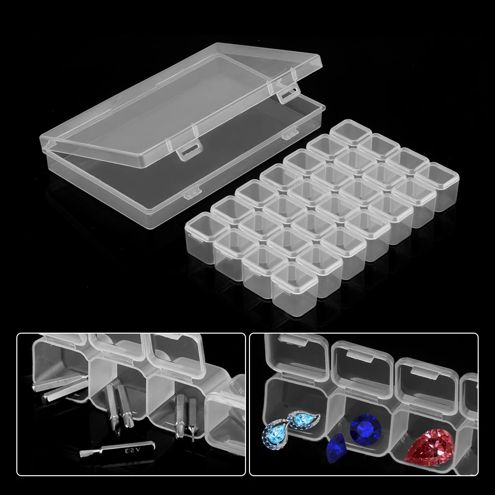 

28 Slots Nail Art Storage Box Plastic Transparent Small Drawer Cosmetic Plastic Storage Box Organizer Makeup Storage