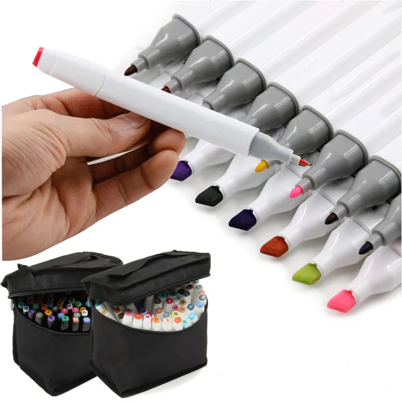 

Durable 80 Colors Alcohol Markers Dual Head Sketch Markers Brush Pen Set For Drawing Manga Design Art Supplies