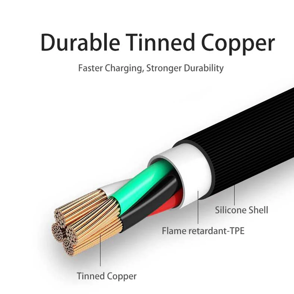 Зарядный кабель E3 Type c для смартфонов шнур USB C провод ТПЭ со светодиодный Ной
