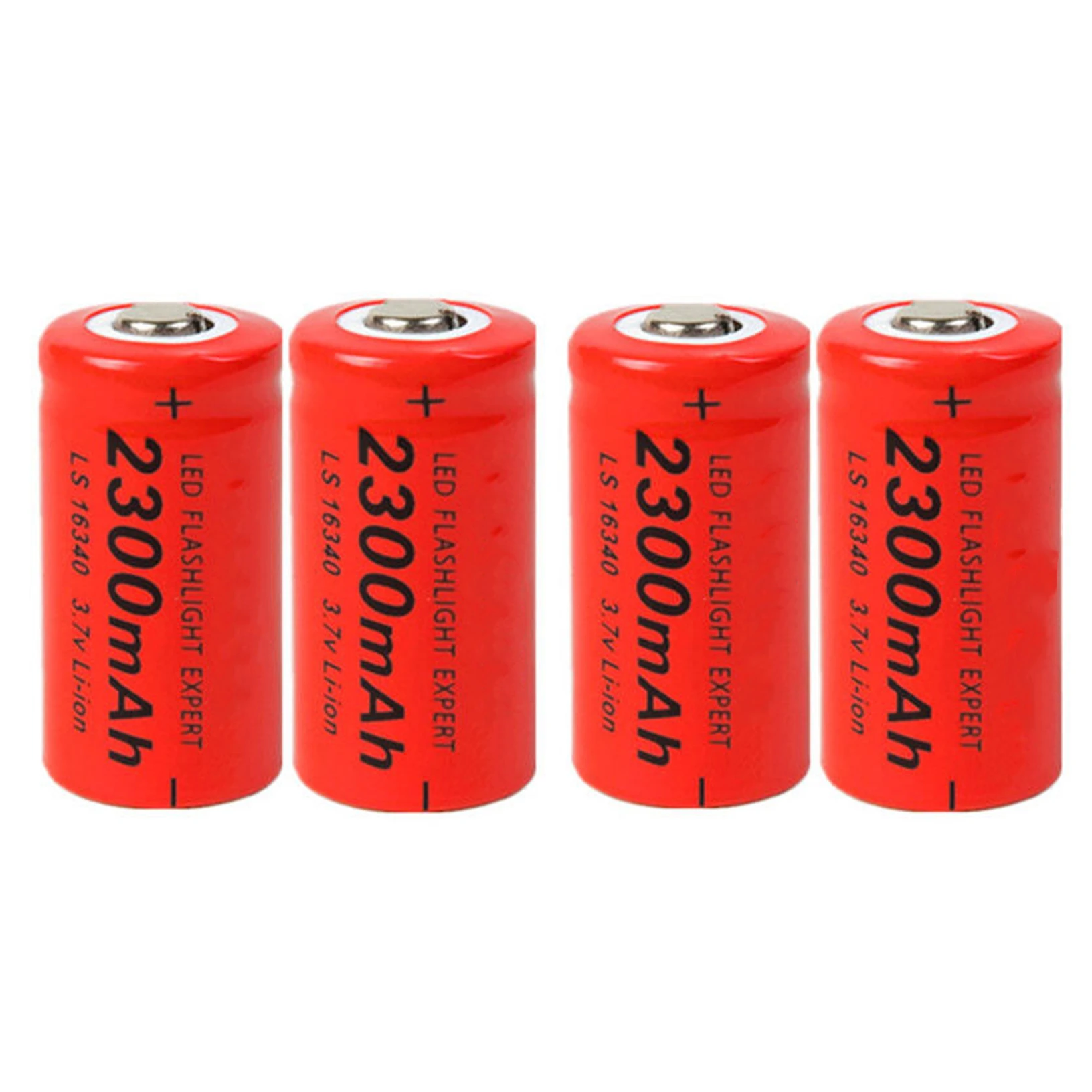 4pcs 2300mah 16340 Liion Cr123a Rechargeable Battery Red For
