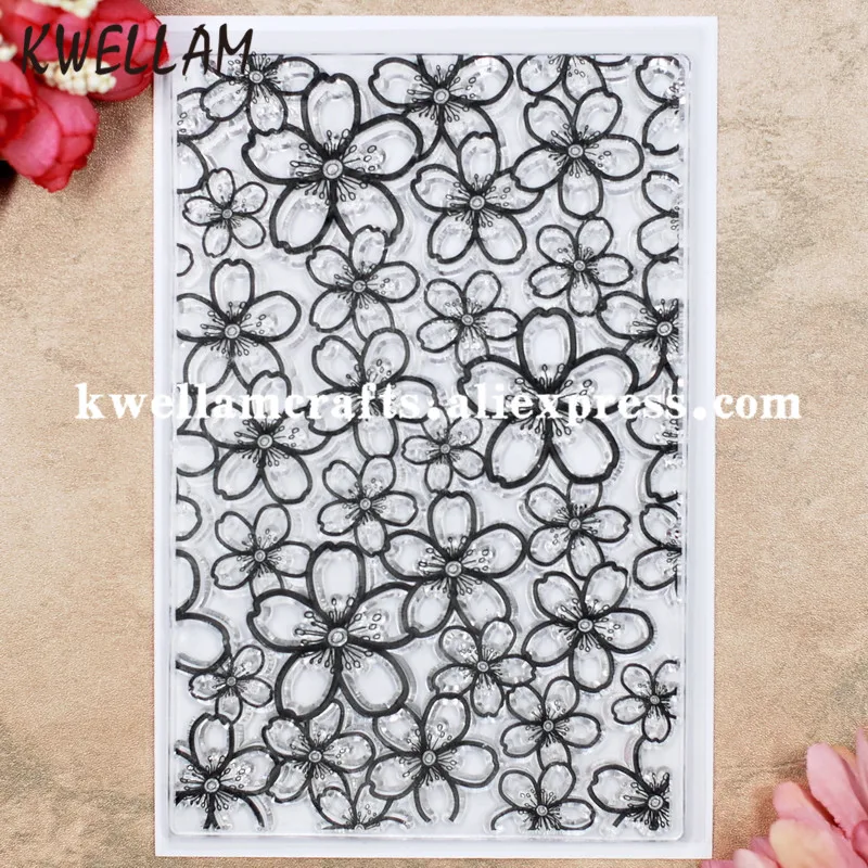 Flowers Cherry Blossoms Background Scrapbook Diy Photo Cards Rubber