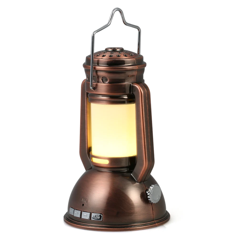 

Portable Retro LED Night Lantern Light with Dimmer Switch BT Speaker Support TF Card FM AUX Hanging Lantern Light Lamp