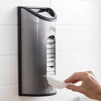 

Plastic Bag Holder Wall Mounted Garbage Bag Storage Box Anti-Fingerprint Stainless-Steel Bag Multi-purpose Kitchen Bathroom