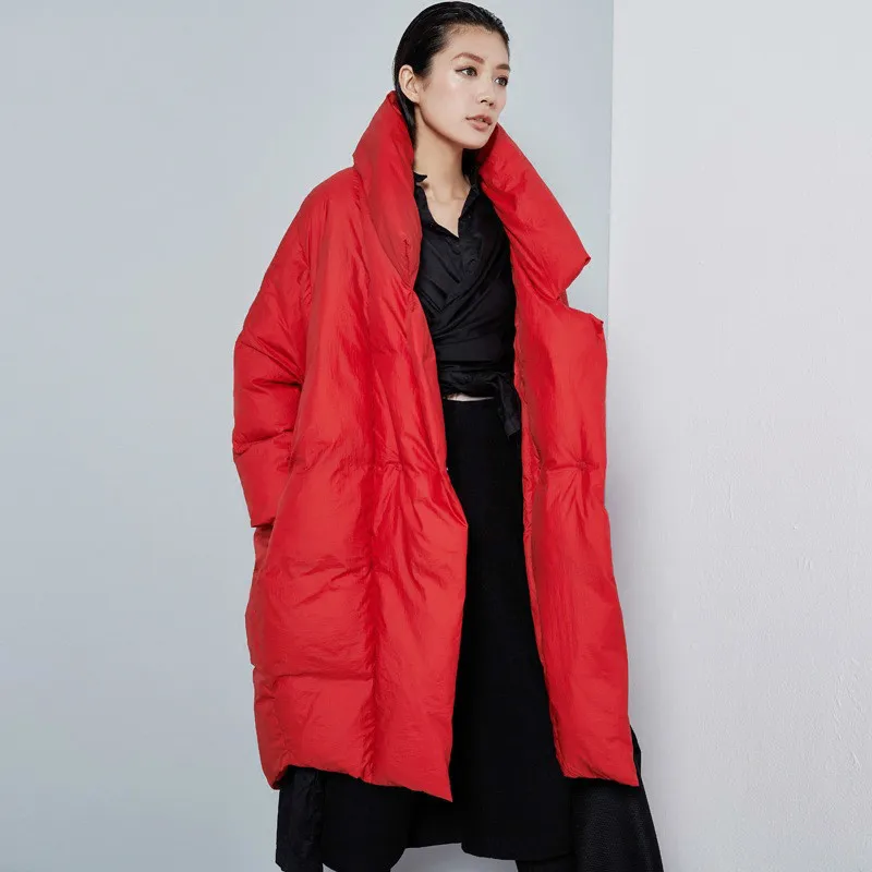Beste LANMREM Nieuwe Mode Grote Maat Winter Jas 2018 Vrouwelijke Bedekt Knop Brede taille Oversize Lange Jas Jaqueta Feminina YE865