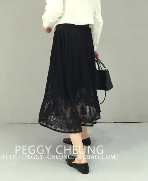 La maza/Элегантные элегантные длинные кружевные юбки до середины икры для женщин; удобные пляжные юбки в стиле бохо; однотонные уличные юбки