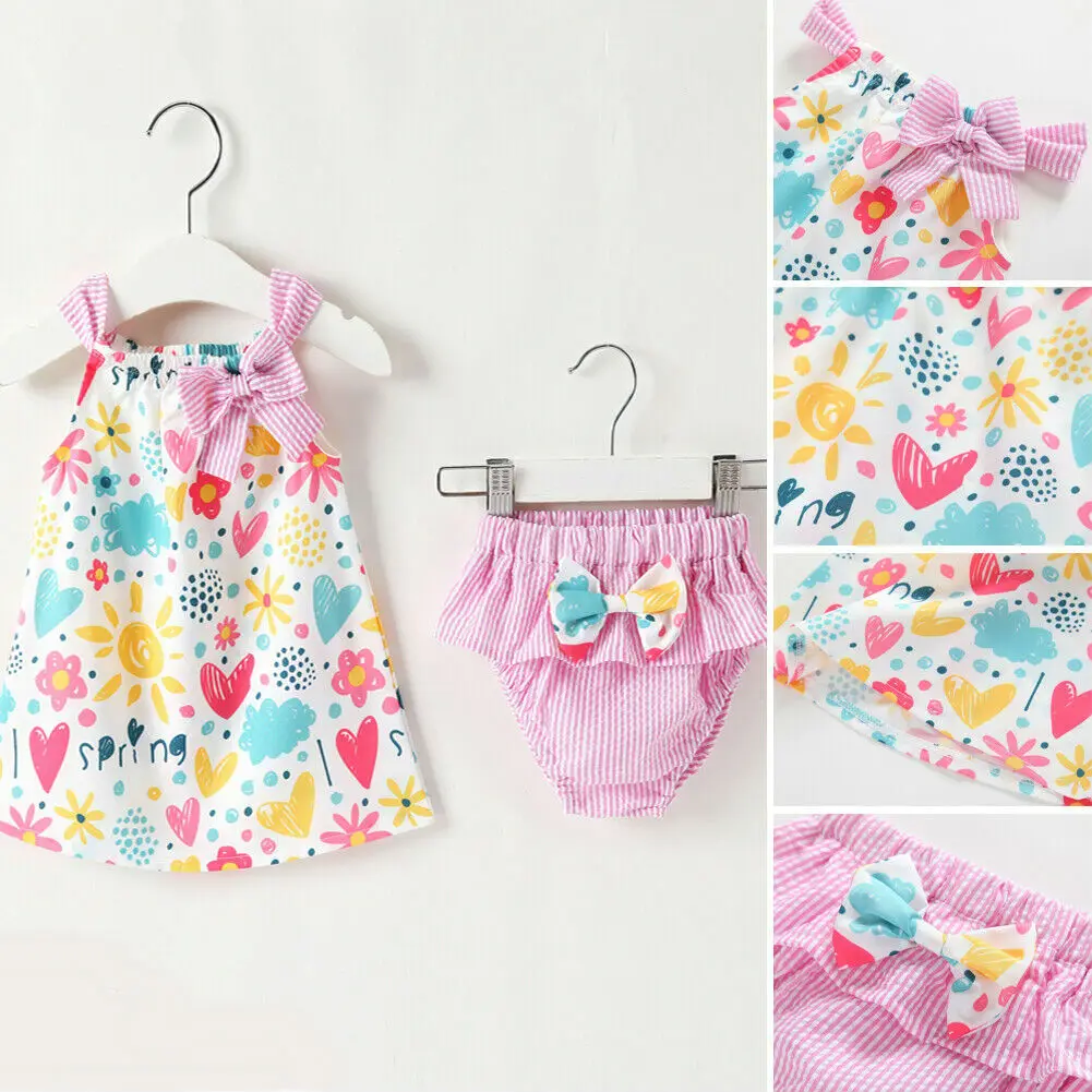 PUDCOCO Neugeborenen Baby Mädchen Cartoon Ärmel Tops T shirt + Shorts Briefs 2 stücke Outfits Sommer Kinder Mädchen Baumwolle Kleidung 0-24 M