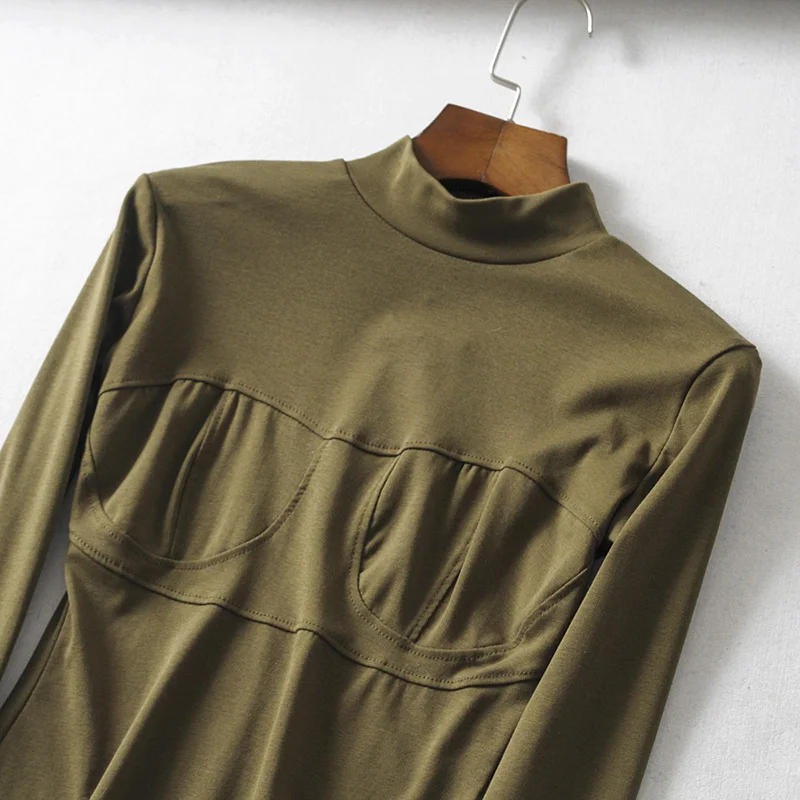 BRADELY ميشيل مثير طويلة الأكمام ضئيلة س الرقبة محبوك داخلية المرأة نادي أبلى حللا للأزياء النساء 2018 ملابس علوية من القطن