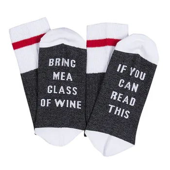 

New Style Custom wine socks If You can read this Bring Me a Glass of Wine Soft Funuy Sock