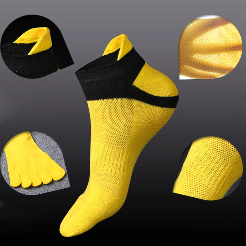 

1 Pairs Men Running Socks Pure Cotton Breathable Five Finger Toe Ankle Sport Socks Cycling Sox Hiking Compression Run Socks Men