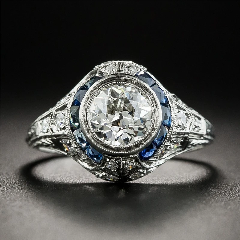 Nasiya 925 Silver Sapphire Gemstone Round White Zircon Wedding Engagement Rings For Women Fine Jewelry Ring Gifts Wholesale Nasiya 925 Silver Sapphire Gemstone Round White Zircon Wedding Engagement Rings For Women Fine Jewelry Ring Gifts Wholesale