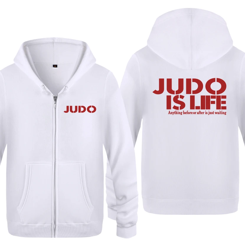 

Judo is Life Creative Sweatshirts Men 2018 Mens Zipper Hooded Fleece Hoodies Cardigans