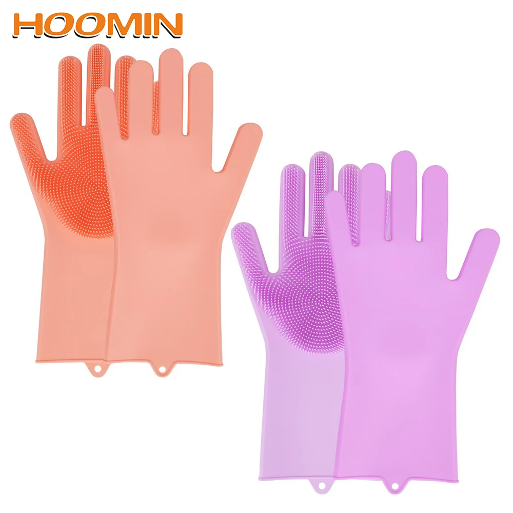 HOOMIN 1 pairs Rubber Gloves Washing Cleaning Dishwashing Brushs Dish Scrubber Cleaning Sponge Food Grade Silicone HOOMIN 1 pairs Rubber Gloves Washing Cleaning Dishwashing Brushs Dish Scrubber Cleaning Sponge Food Grade Silicone
