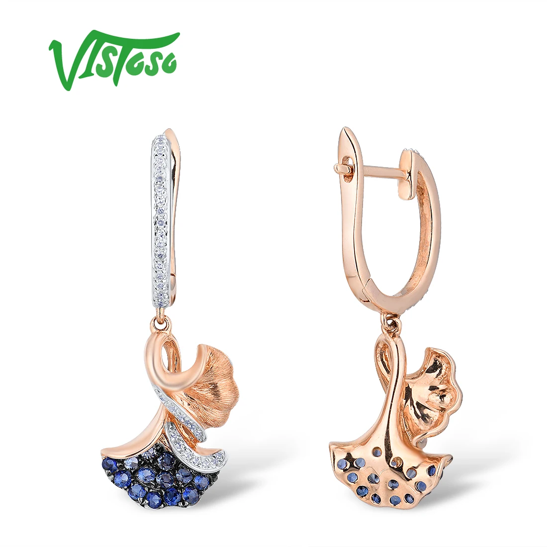 VISTOSO 14 K 585 серьги из желтого золота для женщин сверкающие алмазные изумрудные