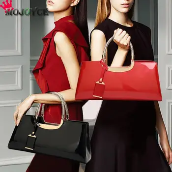 

Fashion Women Glossy Patent Clutch Handbag Casual Shoulder Top-handle Bag Luxury Handbags Women Bags Designer 2019