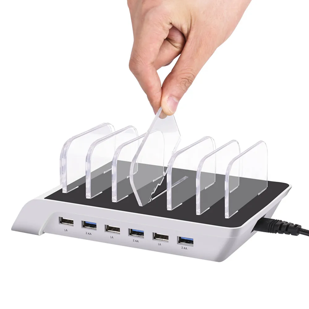  USB Charging station 6 Port with 6 cables 5V10.2A Universal USB Charger Station Stand Holder Deskto