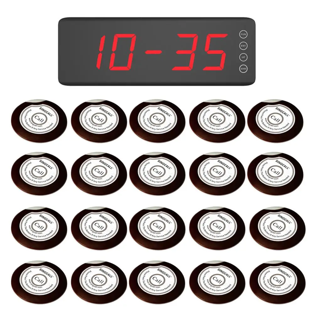 SINGCALL Беспроводной сигнал вызова подкачки Системы. 20 настольные звонки кнопки APE700