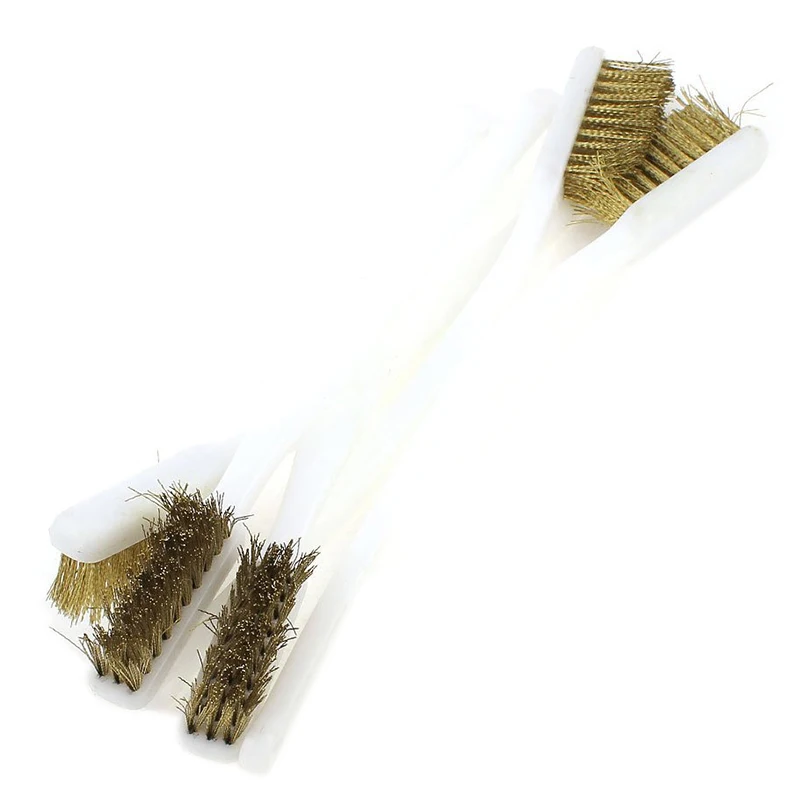Promotion! Brass Wire Brush Length 18 cm plastic handle brass with cleaning brush 6 pieces | Дом и сад
