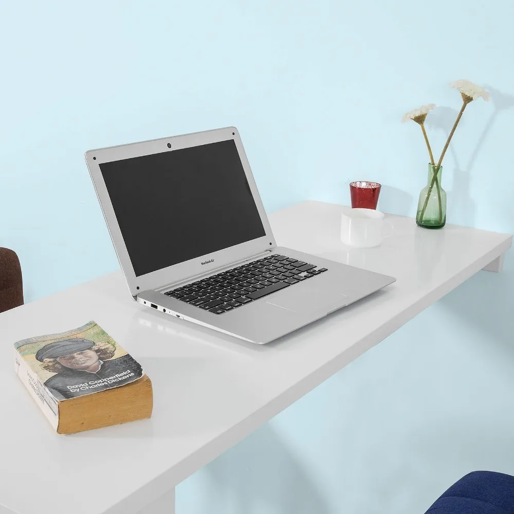 SoBuy FWT55 , Wall Mounted Kitchen Breakfast Bar Table Dining Table Coffee Bar with 2 Storage Shelves (Stool Not Included)