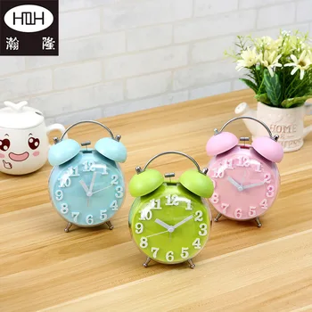 

Originality Candy Color Metal Dawdler Ring A Bell Alarm Clock Bedside Mute Double Bell Personality Student Alarm Clock