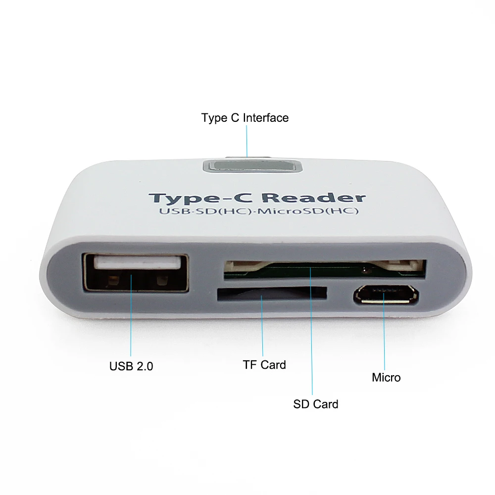 CHYI Type-C HUB Multi Function USB 2.0 Port SD/TF Card Reader Mini USB-C Splitter Adapter For PC Smart Phone Laptop Accessories