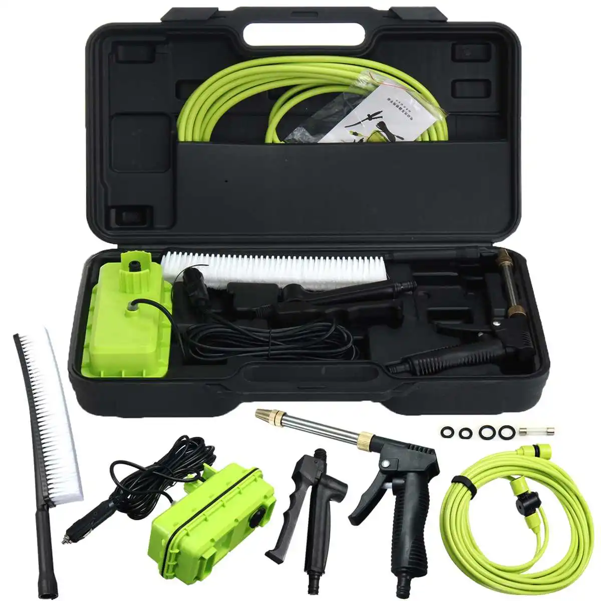 

Car Washer 12V 80W High Pressure Cleaner Pump Spray Gu n Mobile Power Supply Electric Portable Car Care Washing Machine Tool Set