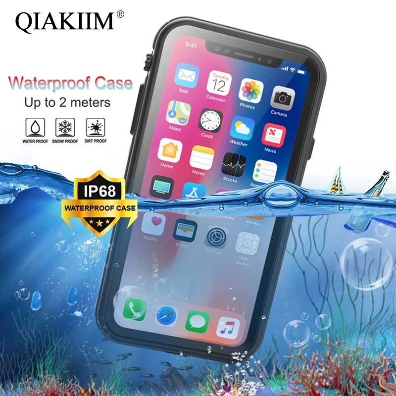 360 Full Body Protection Waterproof Case For iPhone X XR XS Max Cover PC + TPU Shockproof Armor Phone Cases Funda With Kickstand | Мобильные