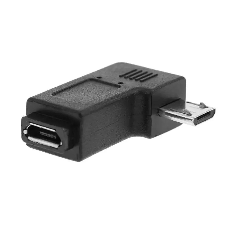 Переходник с Micro USB Мама на папа зарядный кабель коннектор черный под прямым углом