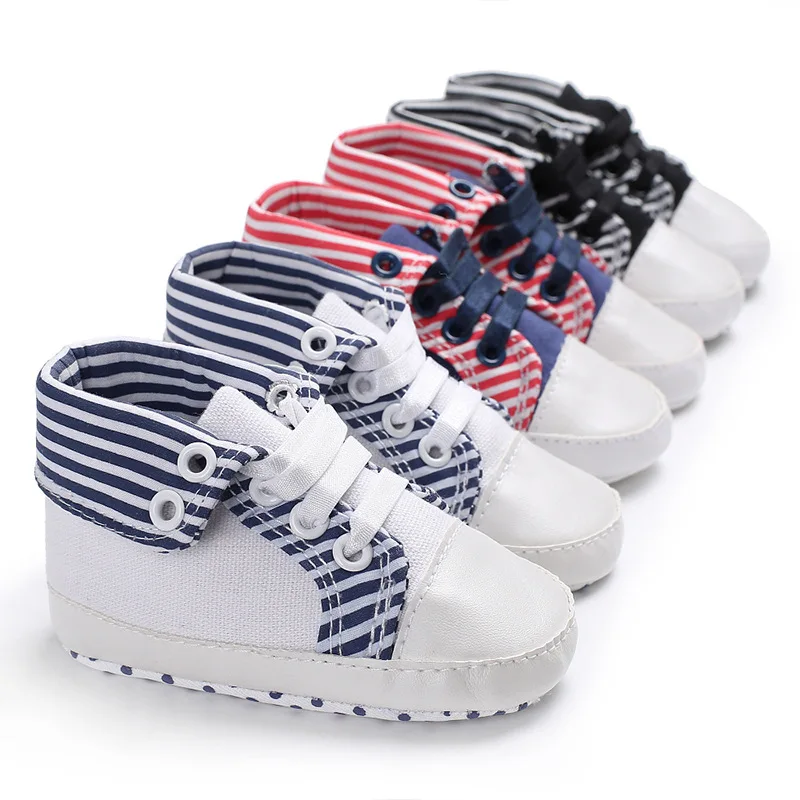 

Spring Fashion Striped Baby Boys Girls Sneakers Soft Sole Infant Toddler Shoes First Walkers