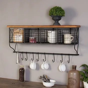 

Retro industrial wind grid wall decoration rack hook cafe office home wall American ornaments