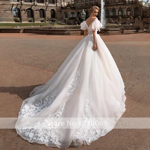 Image 2 - Свадебное платье Ashley Carol с коротким рукавом из фатина 2020 винтажное платье невесты с аппликацией романтичные свадебные платья принцессы
