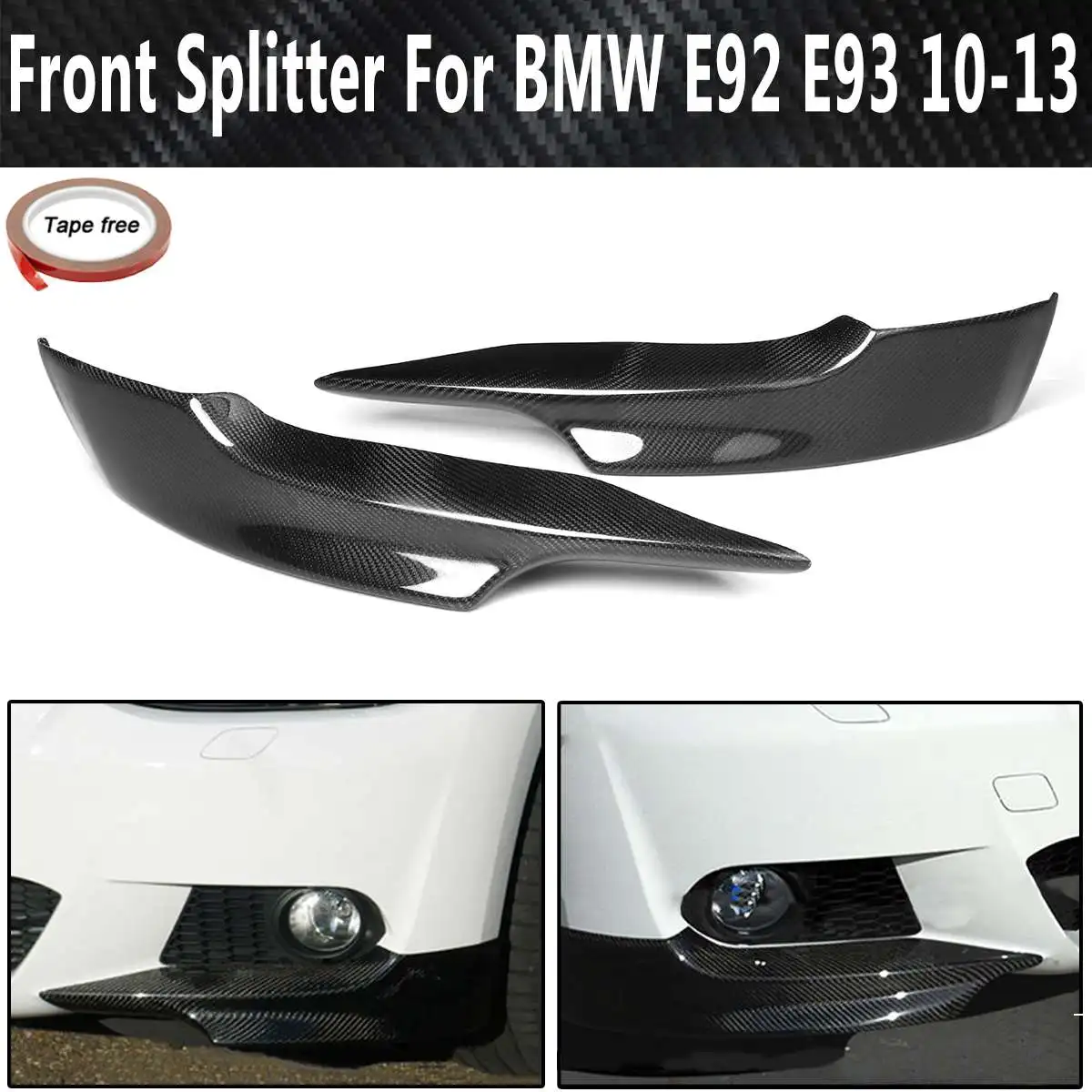 

2PCS/set Carbon Fiber M Sport Front Bumper Side Splitter Diffuser Lip for BMW E92 E93 2006 2007 2008 PRE-LCI M-Tech