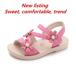 Сандалии с цветочным принтом для девочек, лето 2019, новая модная детская обувь, Студенческая пляжная обувь принцессы, обувь с открытым