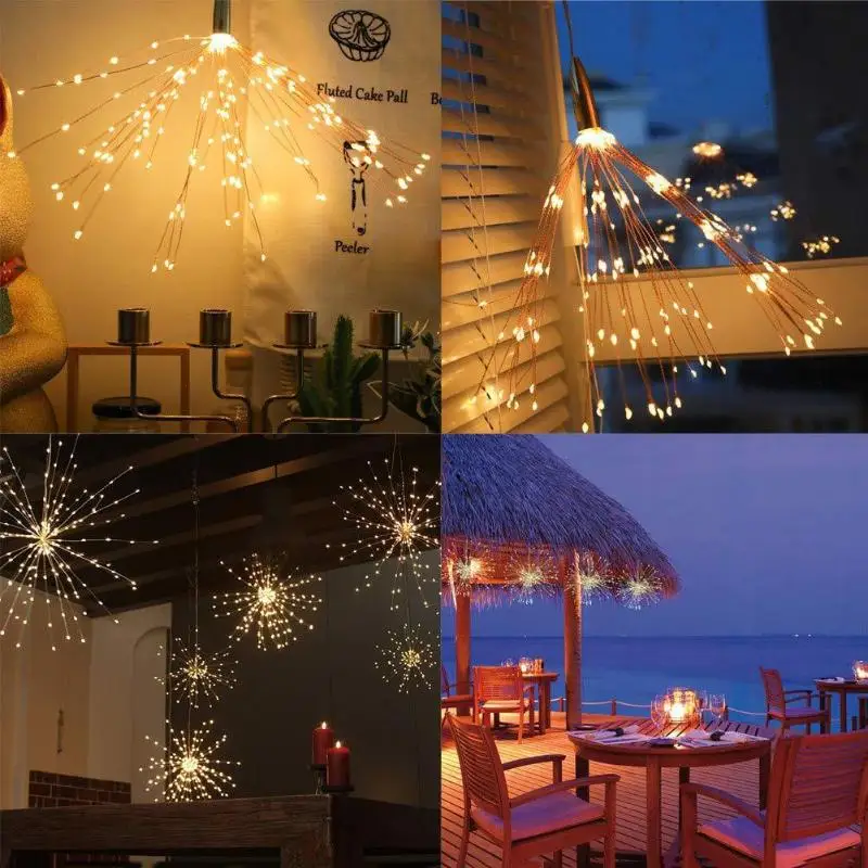 

DC 6V 300LED Starburst Fairy String Light IP65 Waterproof Hanging Holiday Decor Lamp with RF Remote Control